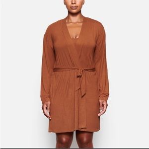 Skims ribbed soft lounge copper robe